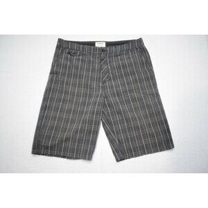 Hurley Shorts Plaid Poly Rayon Flat Stealth Pocket Mens Size 34 x 11"
